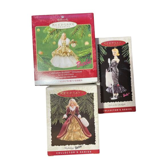 Lot of Hallmark Keepsake Ornaments Holiday Barbies Series Christmas Vintage x 3 - Picture 1 of 16